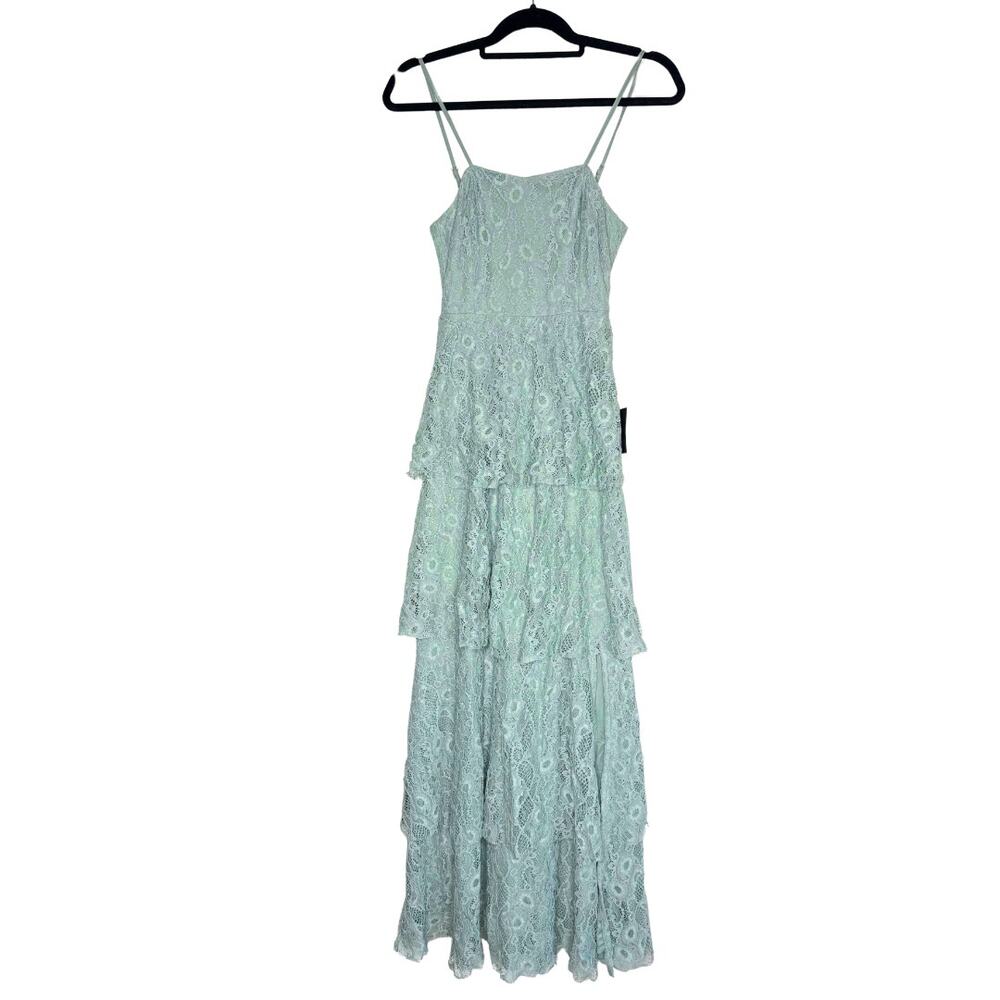 Lulus Floral Lace Sleeveless Tiered Maxi Dress Small Fairycore Coquette Formal
